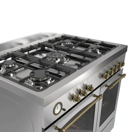 תנור כפול משולב כיריים 5 להבות גז 90 ס"מ