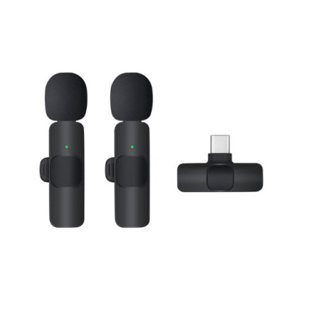 זוג מיקרופוניים אלחוטיים(K9) עם חיבור Type c 9 שחור