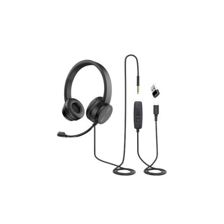 אוזניות stereo עם חיבור aux&חיבור מיקרופון עם USB שחור