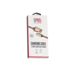 כבל הטענה 3 מטר micro NY 9 PRO זהב