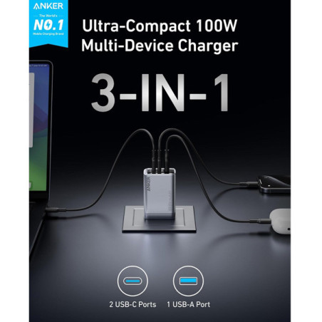 מטען קיר עוצמתי 3 יציאות Anker Prime Charger 100W