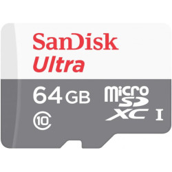 כרטיס זיכרון ללא מתאם SanDisk Ultra MicroSDXC - דגם SDSQUNR-064G-GN3MN - נפח 64GB