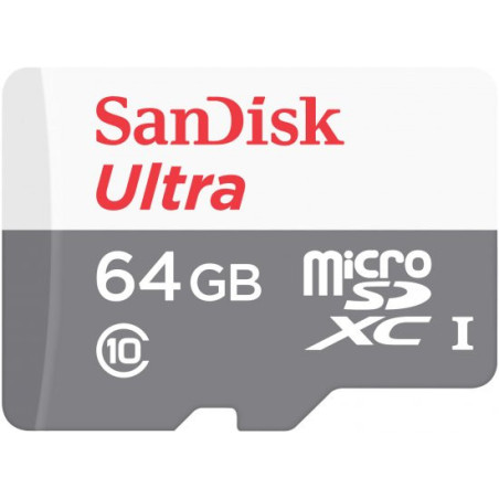 כרטיס זיכרון ללא מתאם SanDisk Ultra MicroSDXC - דגם SDSQUNR-064G-GN3MN - נפח 64GB