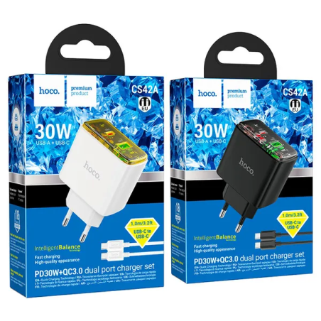 מטען “CS42A Smart” PD30W + QC3.0 EU cable set