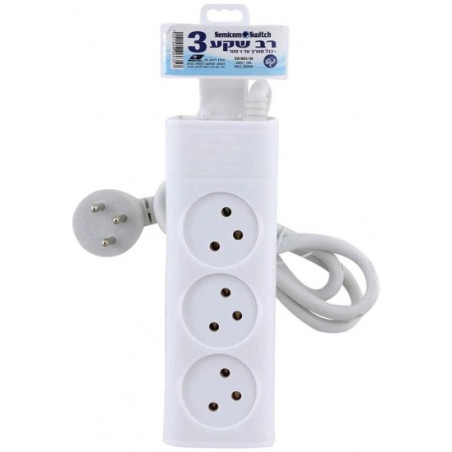 רב שקע 3 וכבל באורך עד 1 מטר Semicom