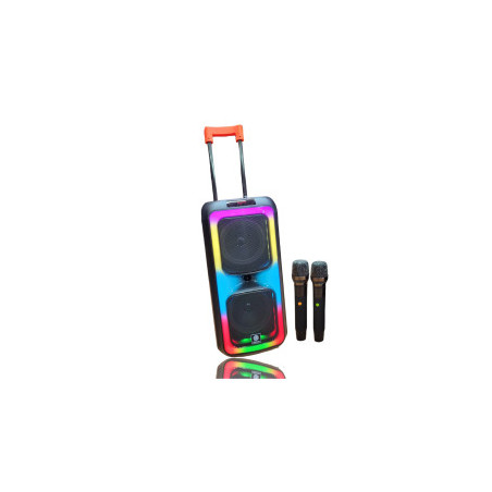 WEWE Trolley Bass Speaker + 2 Wireless Microphones בידורית עם זוג מיקרופונים אלחוטיים