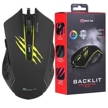 XtrikeMe GM-203 Backlit Wired Optical Gaming Mouse - עכבר גיימינג חוטי