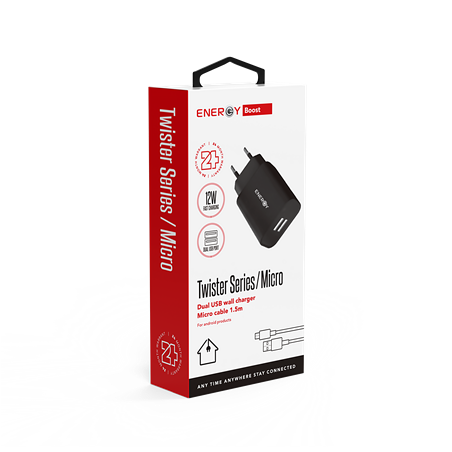 מטען בית ENERGY Twister 12W Type-C 1.5M Cable