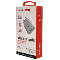 מטען בית ENERGY Twister 12W Lightning 1.5M Cable