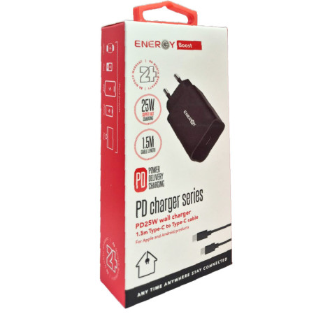 מטען בית ENERGY PD25W with C to C 1.5M cable