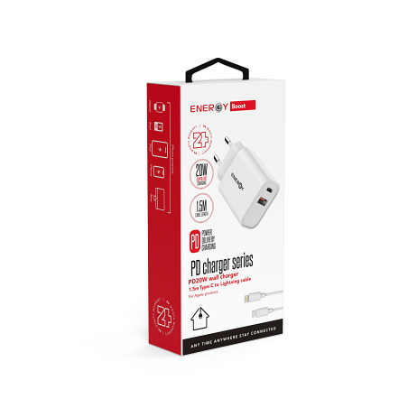 מטען בית ENERGY 20W PD&QC3.0 + C TO L 1.5M Cable
